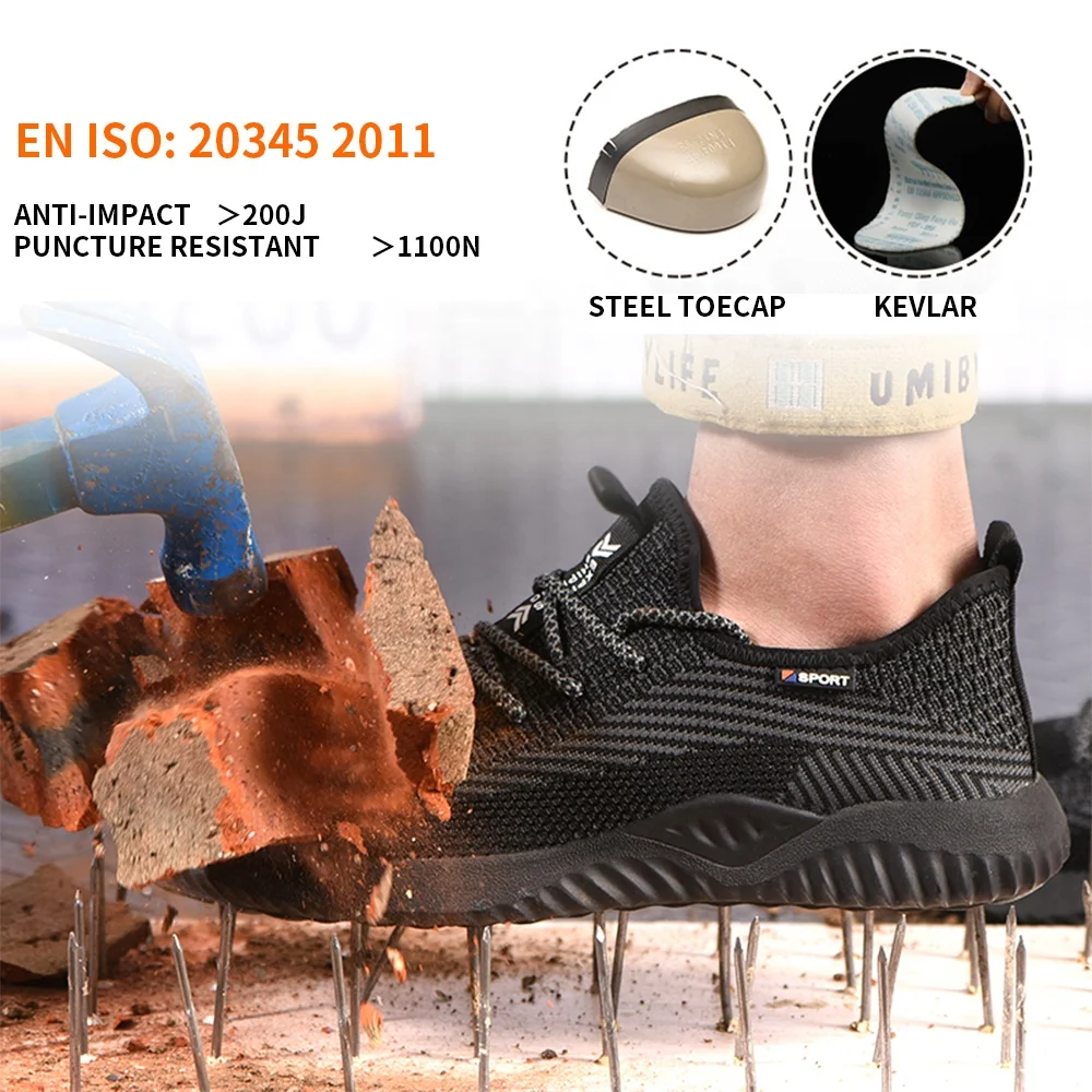 Steel Toe-Cap safety shoes Men Puncture Proof Work Construction Breathable Light weight Safty Shoes