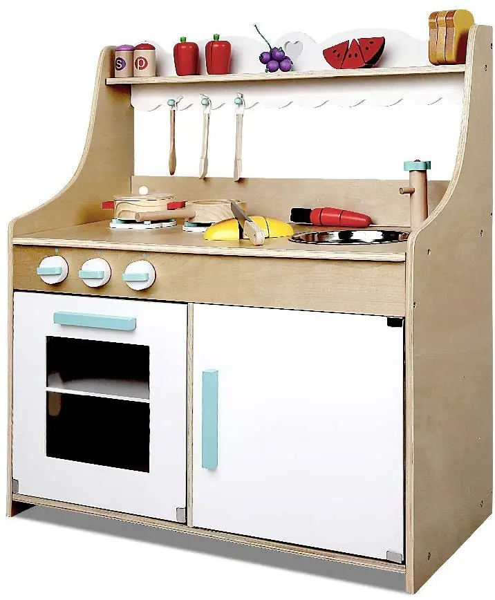 Kids Wooden Kitchen Play Set Children Pretend Toy Cooking Role Play Set