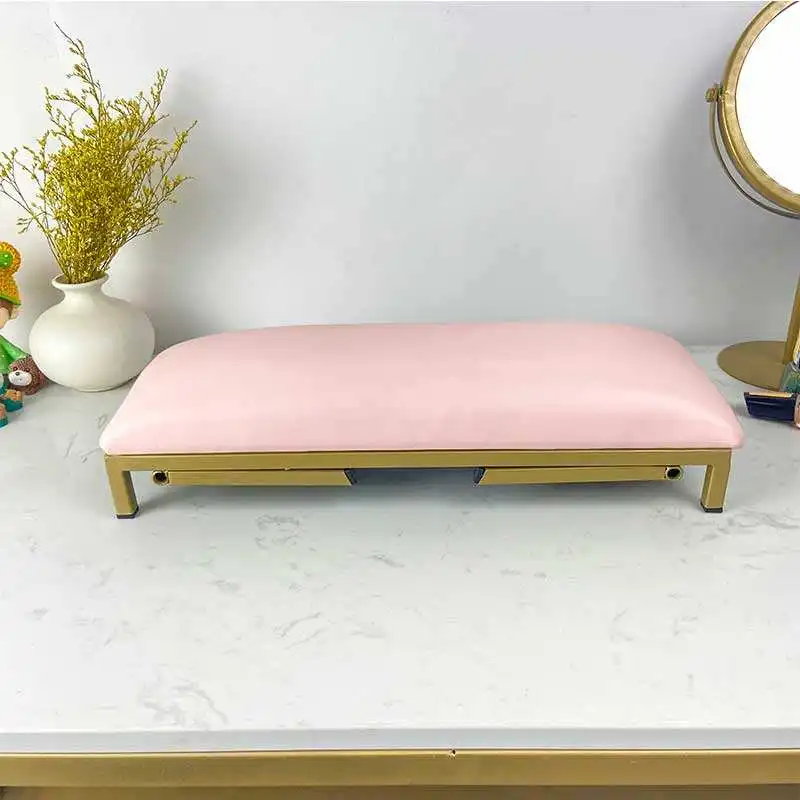 Premium Quality Designer Pink Nail Art Arm Rest Cushion Soft Leather Nail Arm Rest Hand Pillow Set With Table Mat