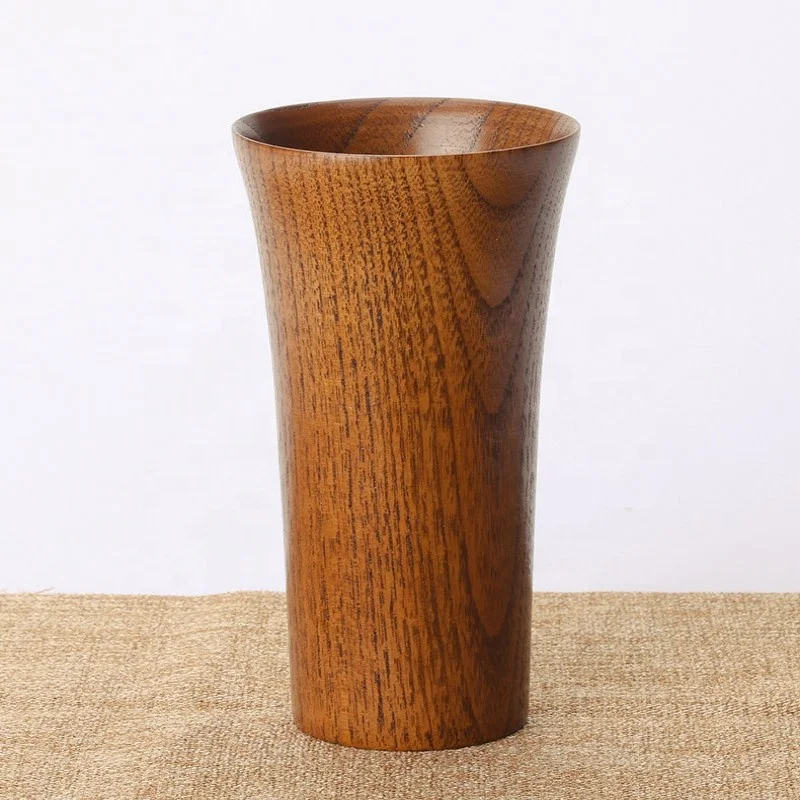 vintage wood grain Big belly wooden coffee tea cup  drink cup bamboo wooden coffee mug