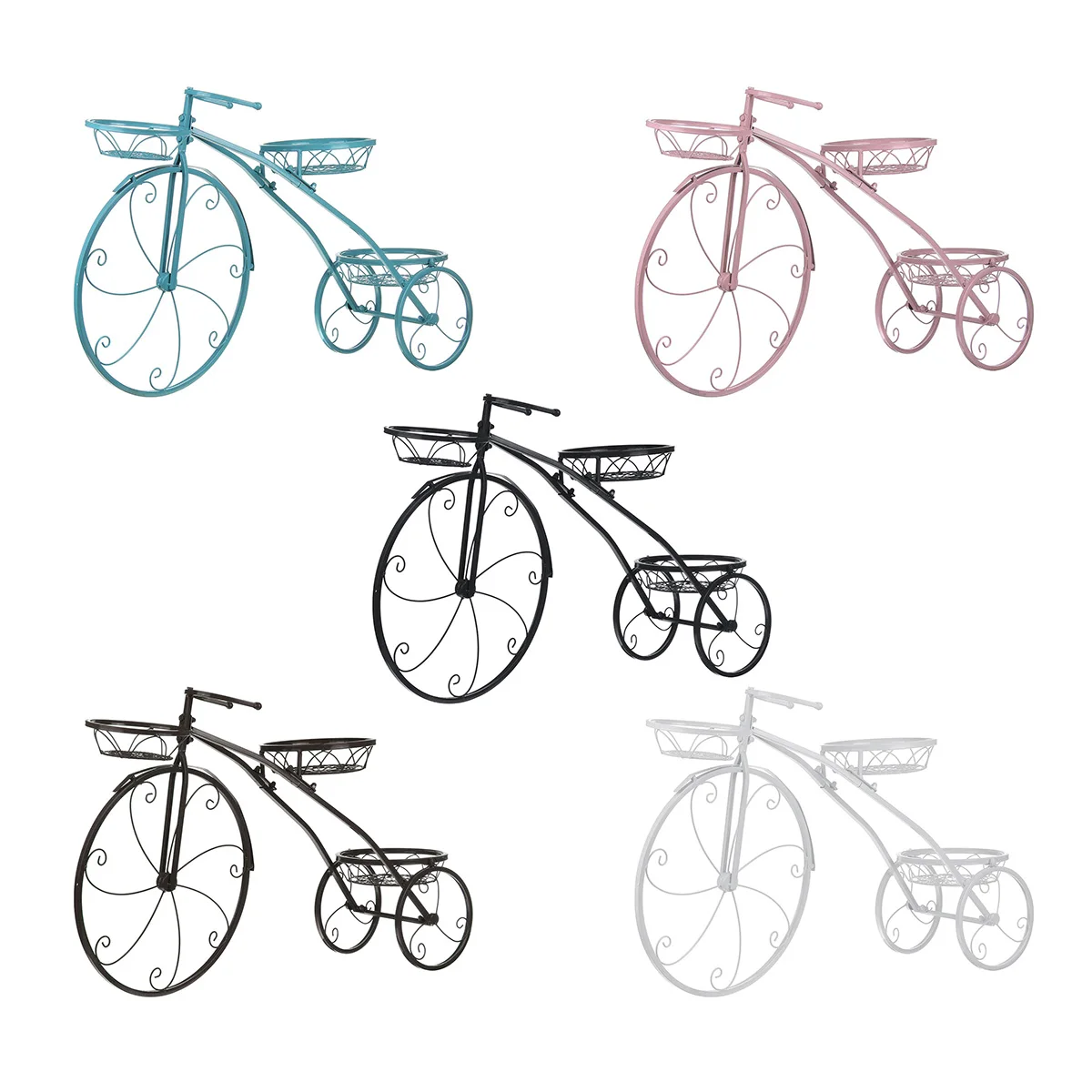 Metal Flower Display Rack Wrought Iron Bicycle Plant Pot Stand for Garden Flower Shop Decor