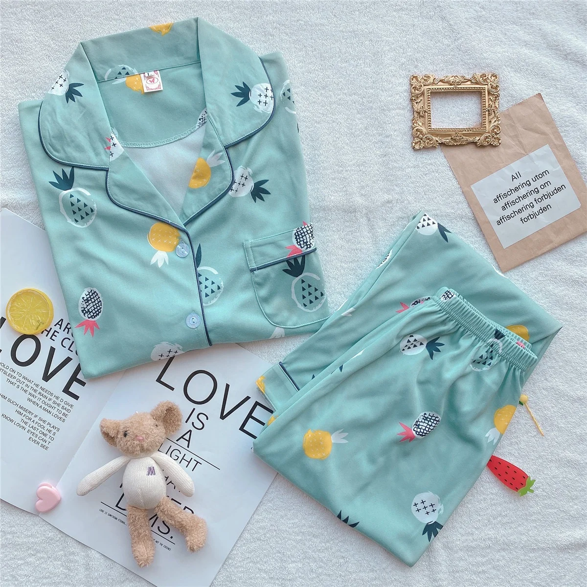 
Dropshipping Summer Young Cute Girl Floral Cartoon Nighty Pajamas Sleepwear 
