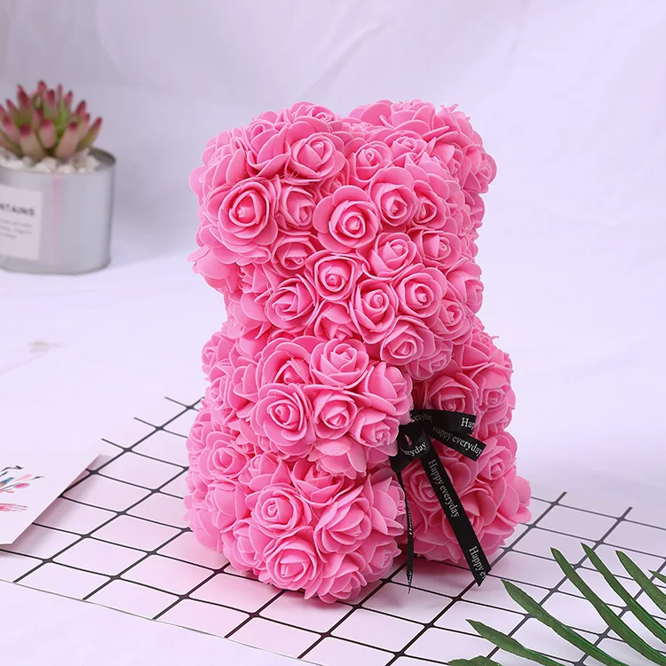 Custom handmade Bear Rose Lovely Teddy Bear Rose Decoration Flower Hot 25cm  Rose Bear For Valentine Gift