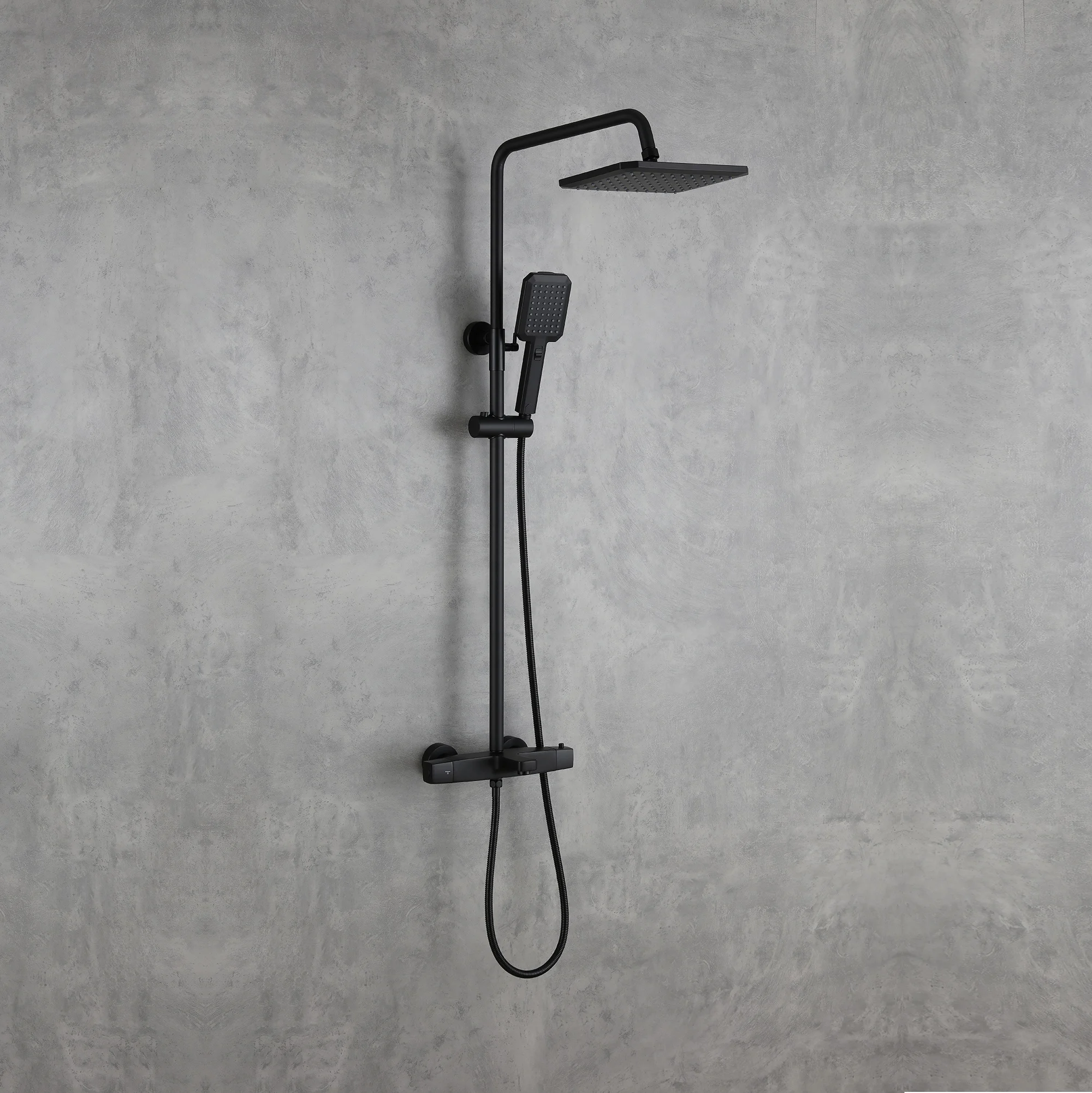Thermostat shower system matte black bathroom wall mount rainfall thermostatic shower mixer
