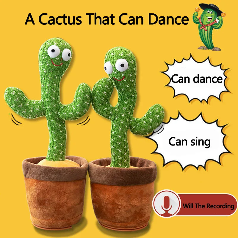 Hot Sale Brand New 35cm Soft Dancing Cactus Plush Toys Cartoon Tv Electric Cactus Plush