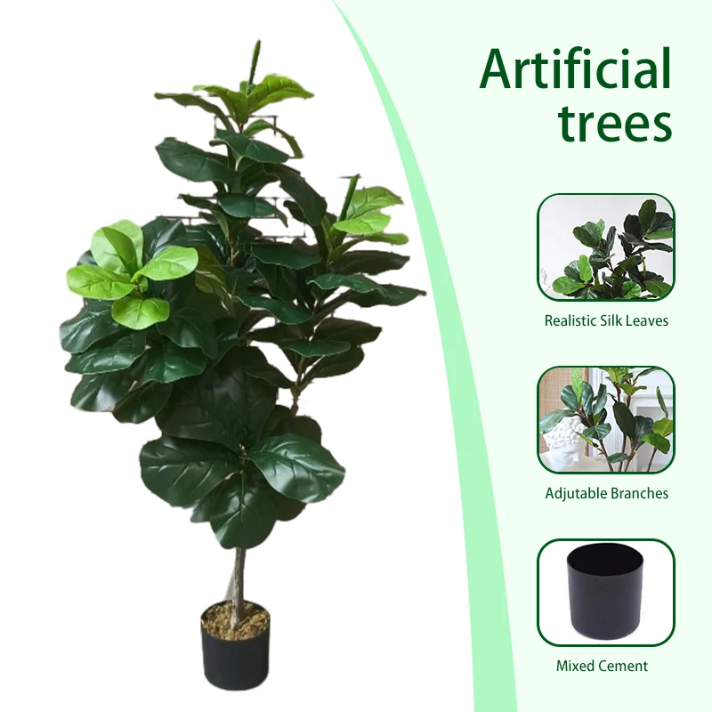 Removable 5ft  Fiddle Leaf Fig Artificial Tree for Home Decor Indoor  Outdoor Office Decoration Housewarming Gift