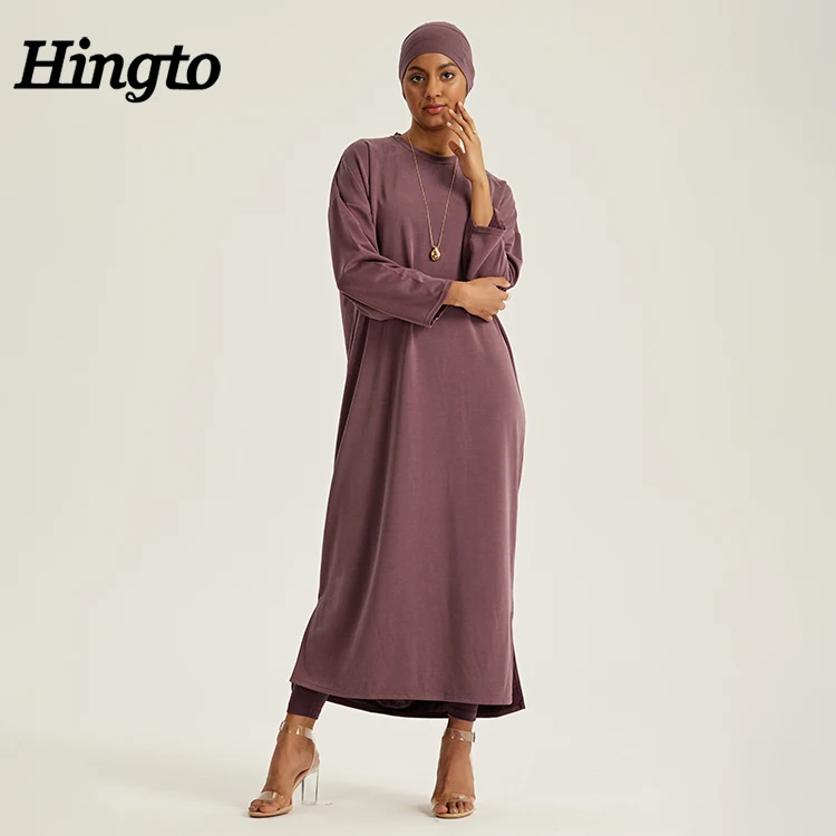 Islamic Clothing Niqab Wholesale Solid Muslim Loose Dress For Women Dubai Abaya 2024 Muslim Women Jilbabs Khimar Niqab Set
