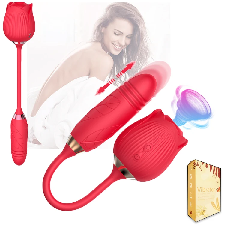 Красная 2,0 Роза в форме бутона вагинальная присоска для клитора вибрирующий клиторальный язык точка G взрослая увеличенная секс-игрушка 2 в 1 розовый вибратор