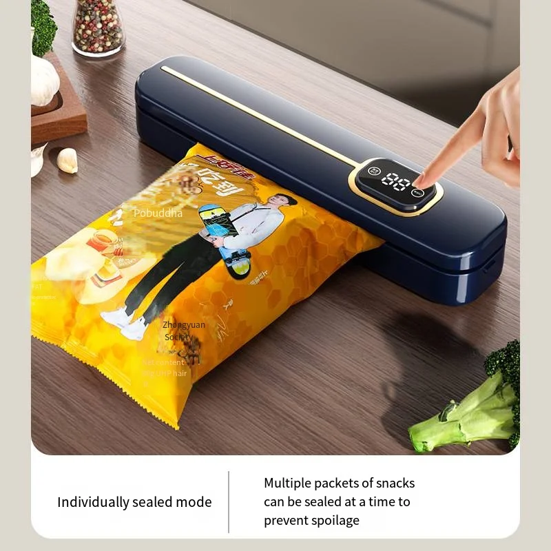 Household food preservation machine automatic vacuum sealer food small plastic sealing machine portable mini