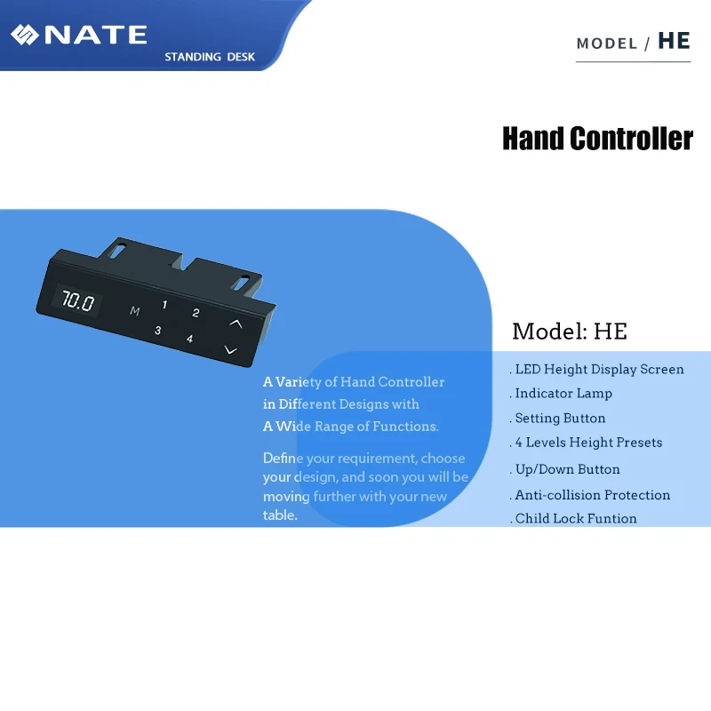 HK Hand Control Of Height Adjustable Standing Desk Accessory Electric Hand Controller for Home Office Metal Table