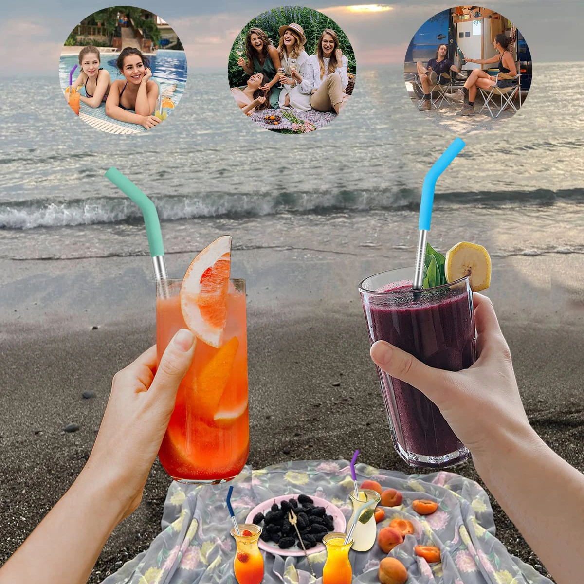 High Quality Customized Shapes Eco Friendly Reusable Silicone Straw Tips