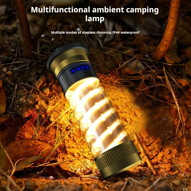 Outdoor New Multifunctional Camping Lamp High Capacity Double Helix Illumination Flashlight