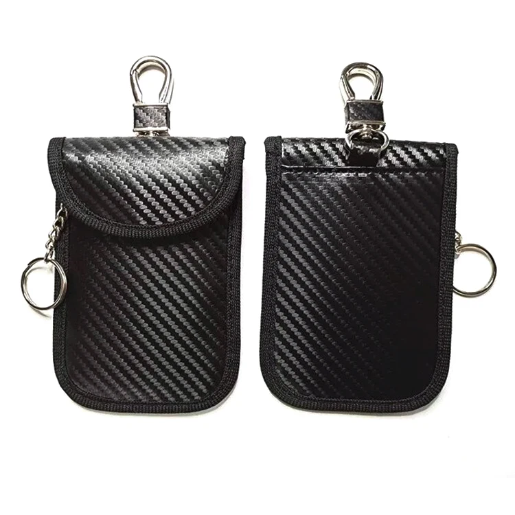 Customizing faraday car key bag Carbon Fiber RFID key pouch with 2 blocking layers