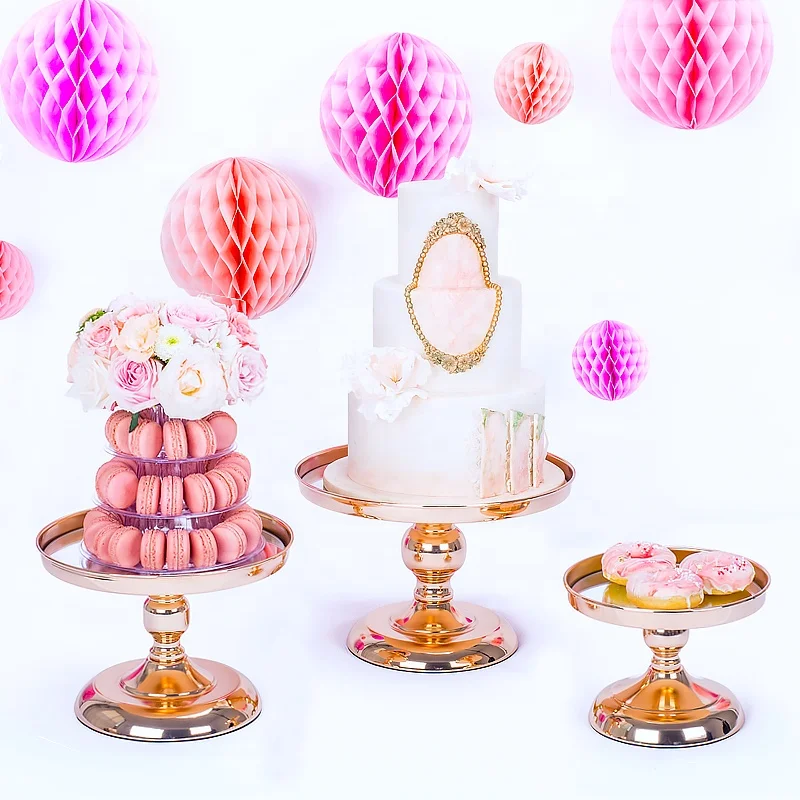 
gold silver round hanging crystal beaded multilevel metal wedding cupcake mini cake stand set decorating galvanized mirror 