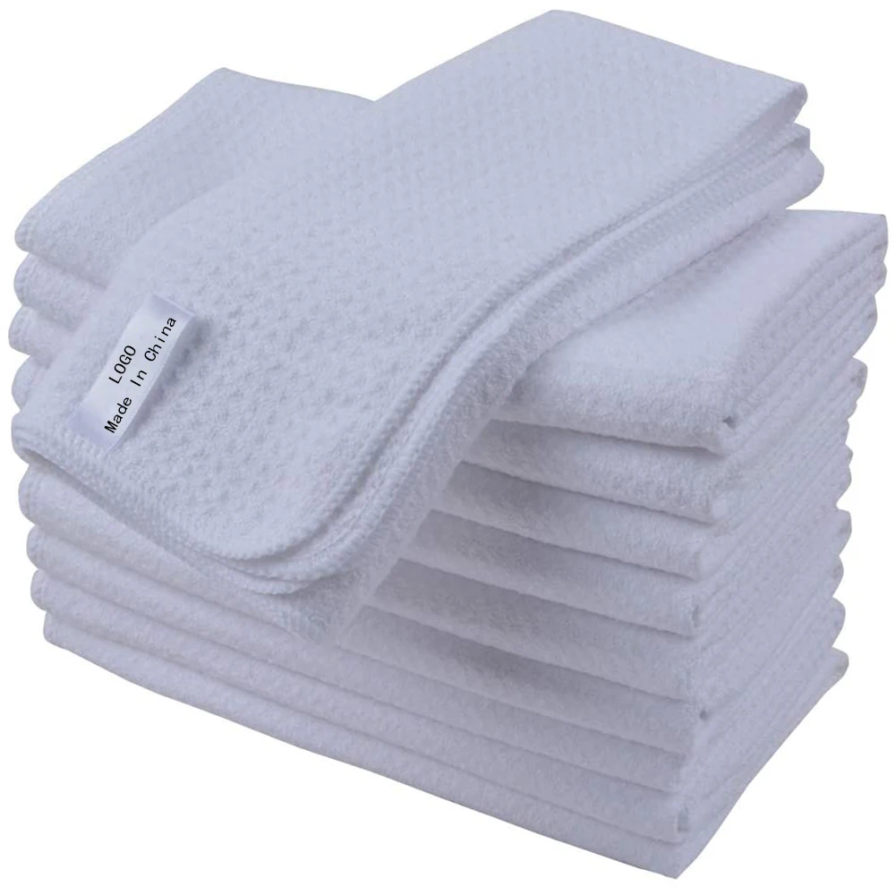 Yutong Accept Custom 16 Inch X 24 Inch 10 Pack White Microfiber Dish Drying Towels Waffle Weave Kitchen Dish Towels