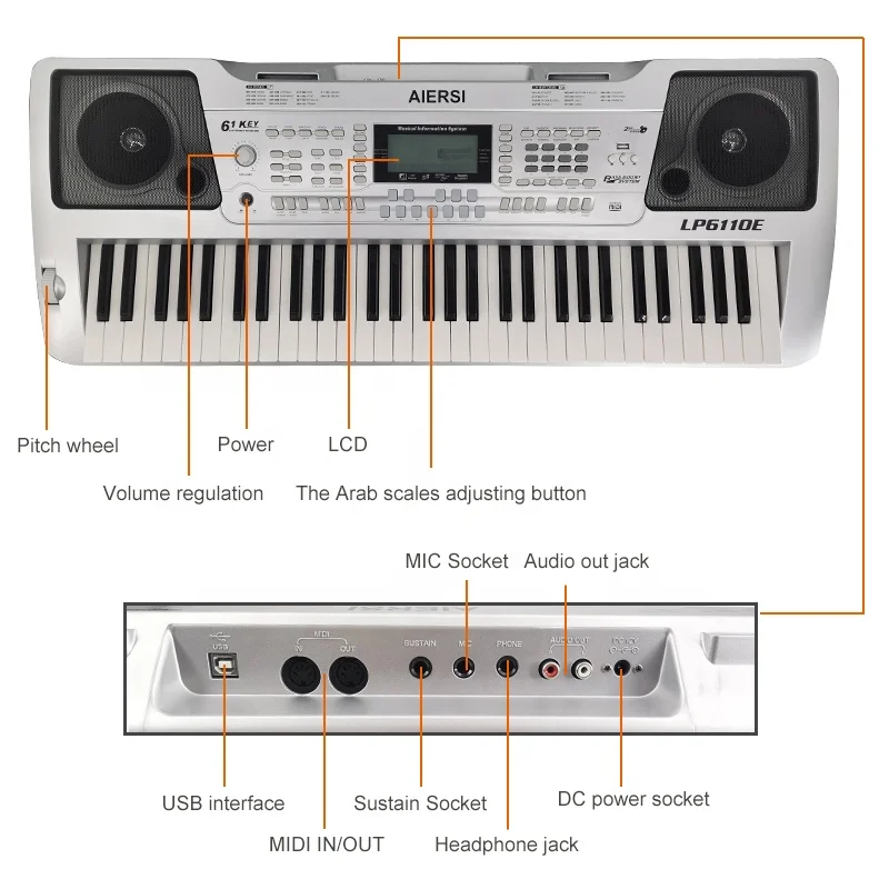 Бренд Aiersi, 61 клавиша, клавиатура для пианино, midi-выход, музыкальные инструменты, клавиатура для пианино в арабском стиле
