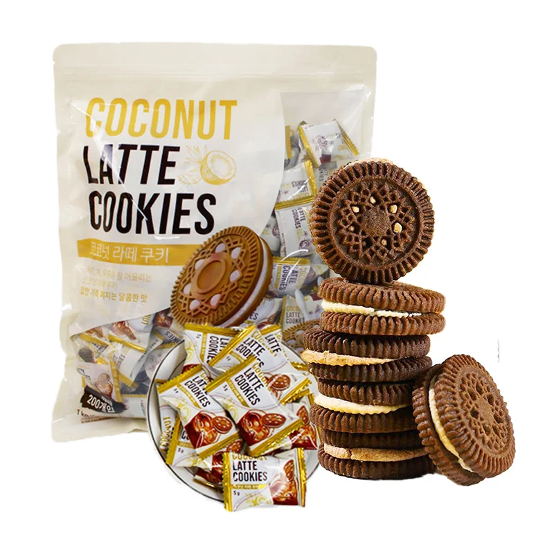 wholesale Milk cappuccino raw coconut latte sandwich cookies Sandwich Biscuit coffee biscuits