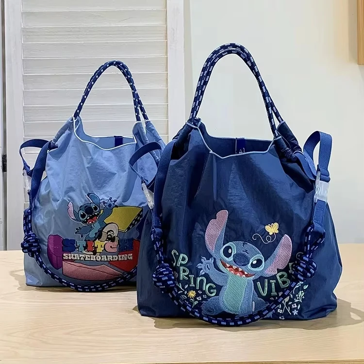 DisneyFAMA Factory Custom Stitch Shopping Bag Cartoon Handbag For Women Large Shoulder Bag  Animated Movies Beach Bags