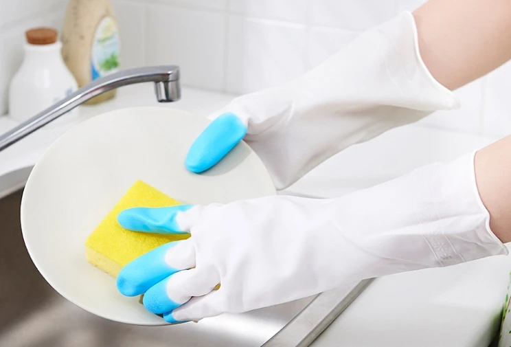 Kitchen dishwashing gloves Durable clean waterproof household cleaning laundry rubber gloves