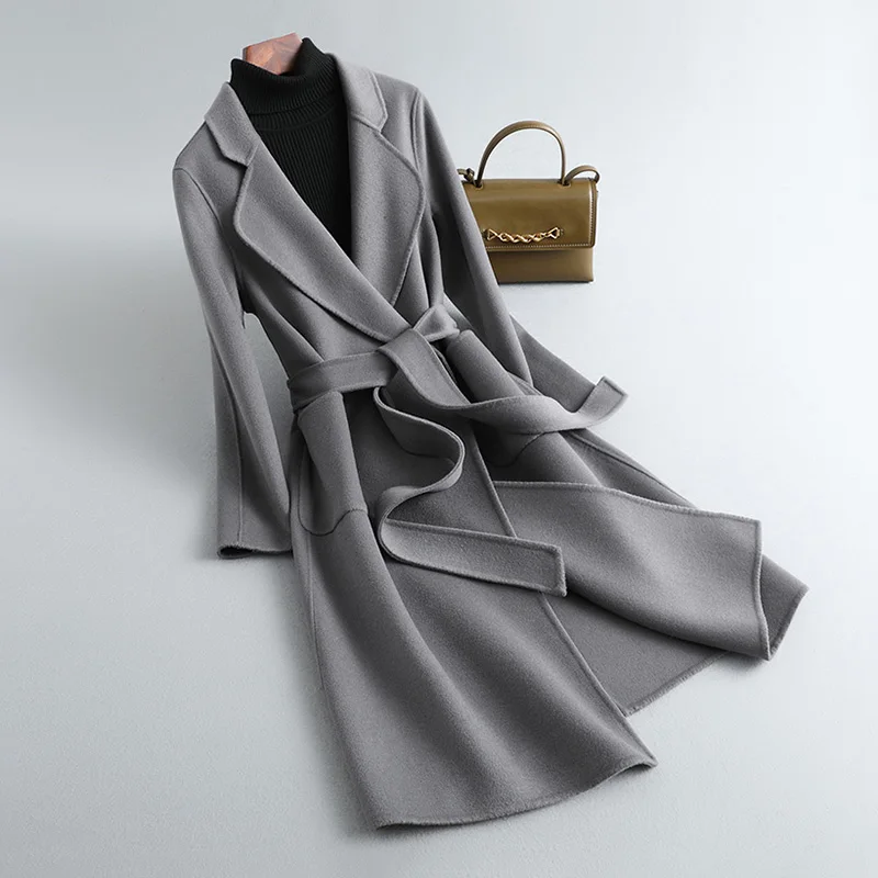 New Arrival Winter Long Jacket Genuine Wool Cashmere Women Coat