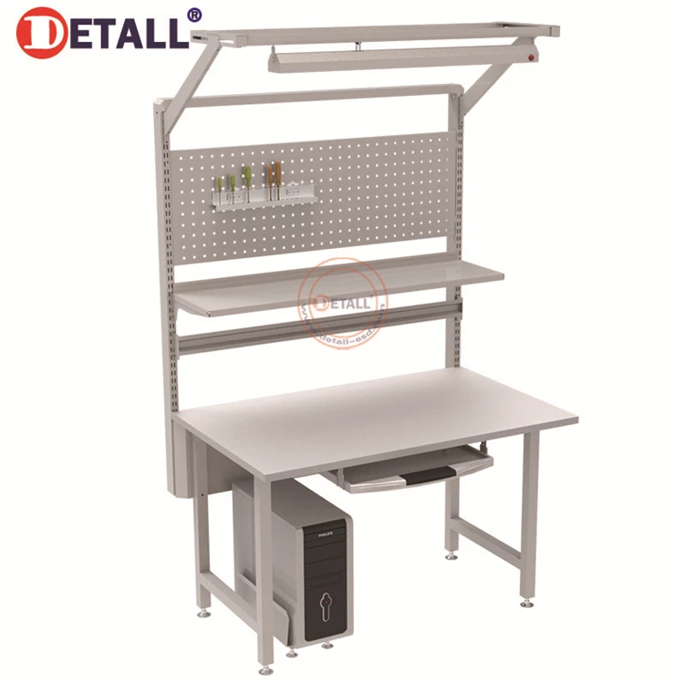 Detall electronics lab workbench for testing laboratory equipment