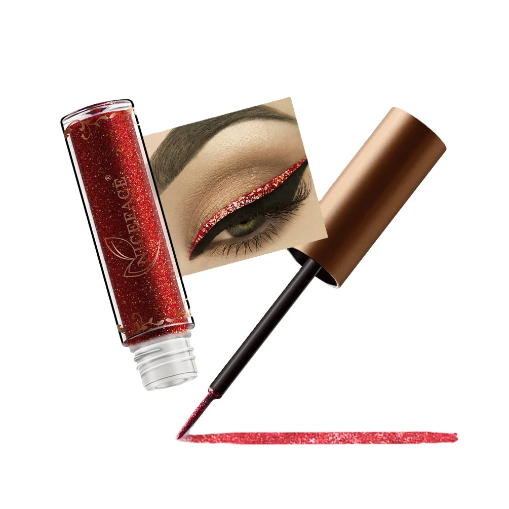 Новинка, жидкая подводка для глаз с металлическим блеском, 12 цветов