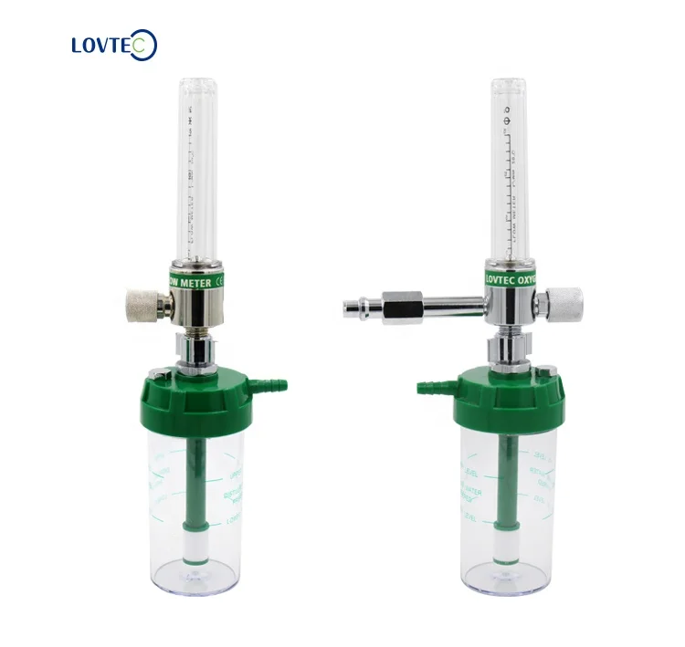 Lovtec low price short delivery time Medical flow meter Oxigen gas connector with Medical oxygen humidification bottle