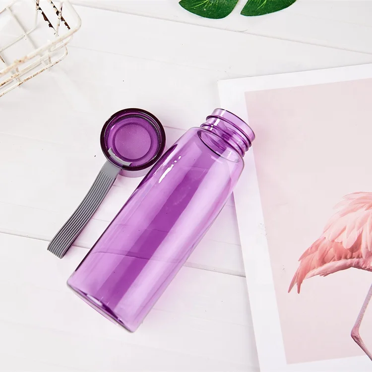 400ml New Arrival Eco-friendly Stylish Colorful Clear Non-Toxic With Silicone Lanyard Plastic Water Bottle