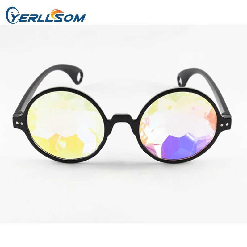 Kaleidoscope Concert Sunglasses Glass Prism Mosaic Eyewear Night Show Costume Matching Kids Sunglasses PC Children Unisex Round