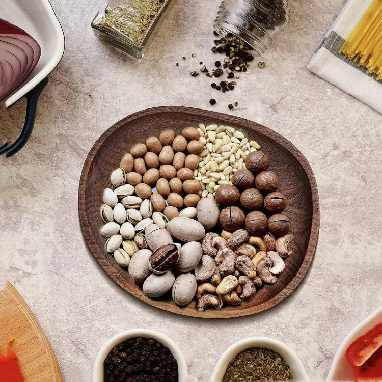 High quality unique design hand made walnut serving tray platter natural