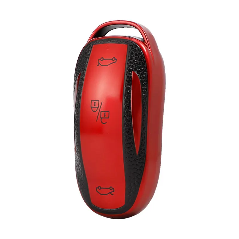 1Car Remote Key Cover Protective TPU Holder Leather Case Box Accessories Keychain for Tesla Model 3 s x Car Key Cases