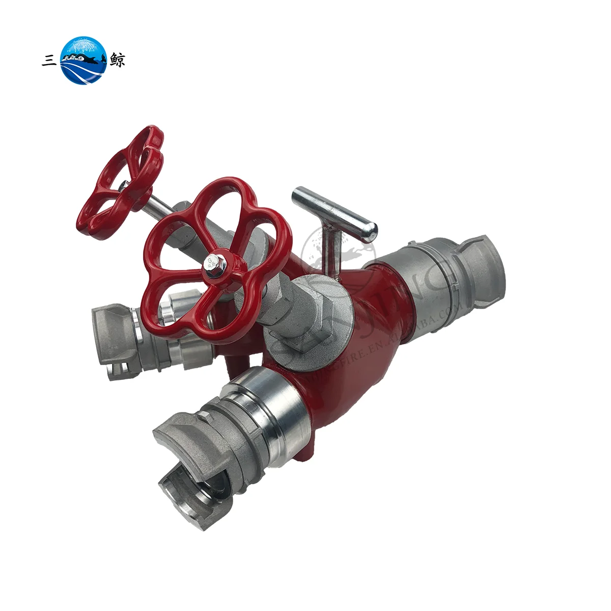 Fire Fighting 2 Ways Water Divider Valve DN100xDN65x2 With French Type Connector