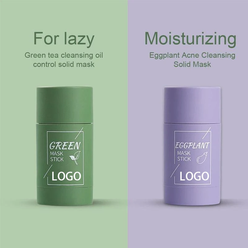 OEM Private label Blemish Clearing Eggplant Facial poreless Nourishing Green Tea Mask Stick Face Skin Care Purifying Clay Mu