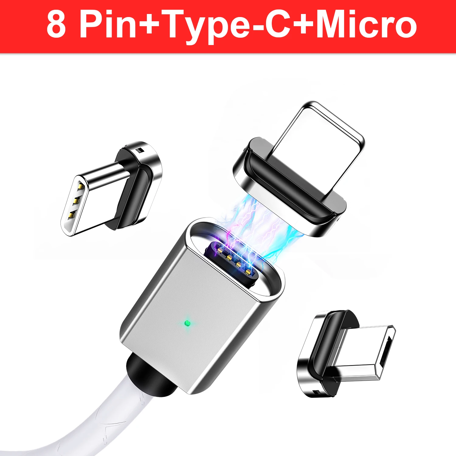 factory selling LED indicator magnetic 3A fast charging cable USB type C micro IOS data cable for Iphone Android phone
