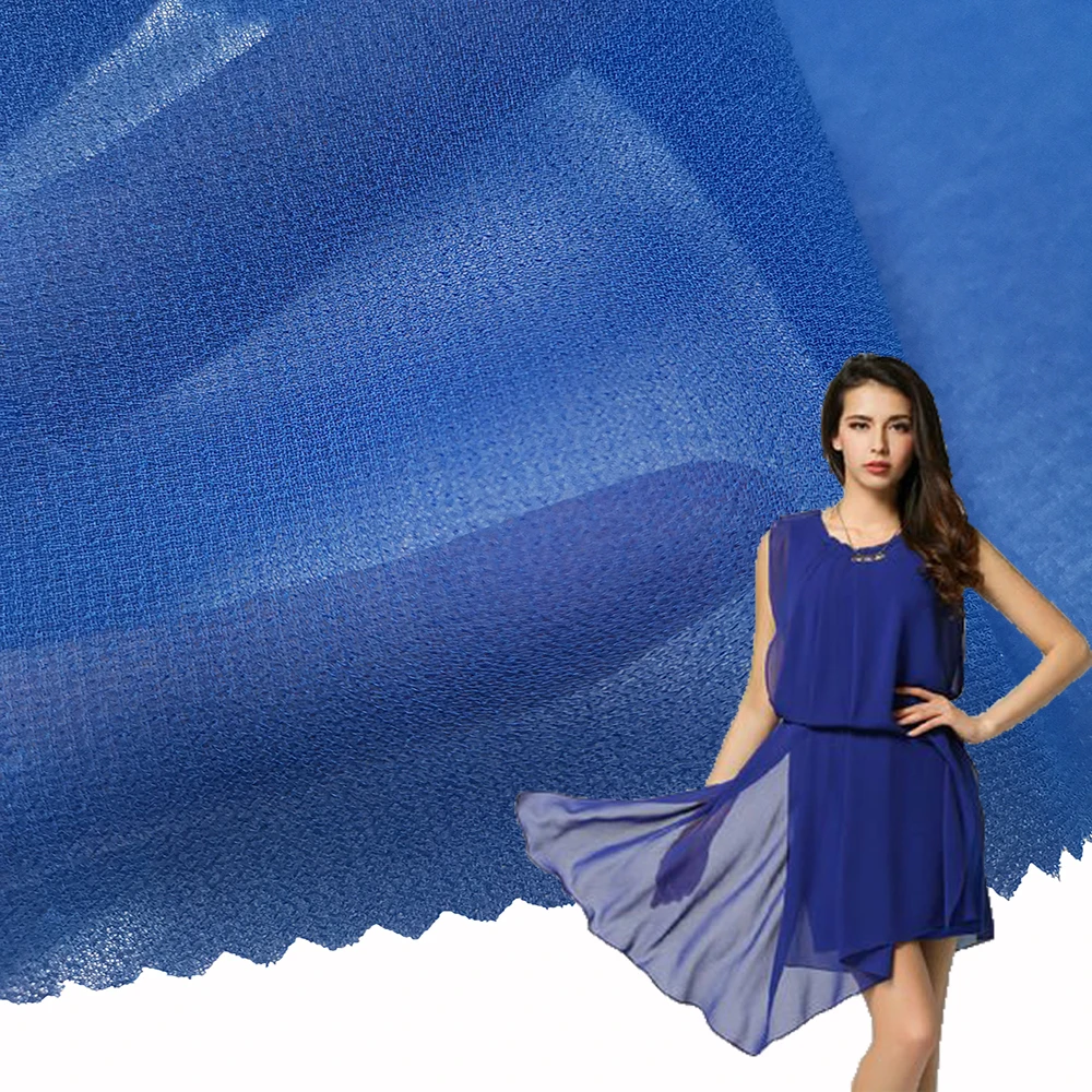 plain 75D 96GSM Recycle PET linen soft pleasantly cool 100% recycle pearl chiffon crepe fabric