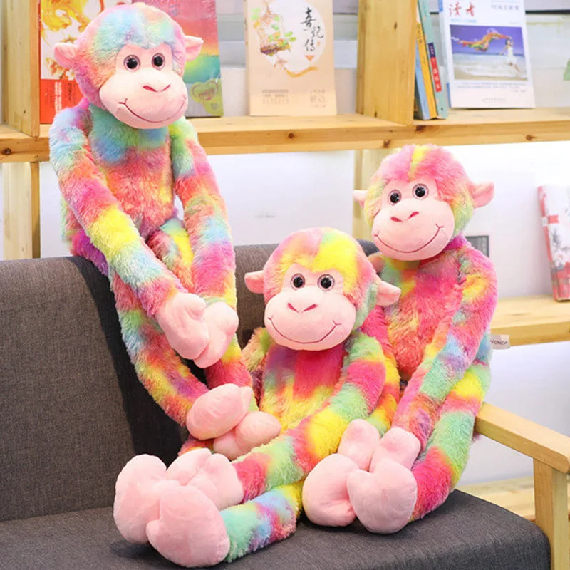 Custom Long Arms And Legs Soft Plush Monkey Rainbow Colour Toy Fashion  Stuffed Animal Plush  Wholesale Monkey