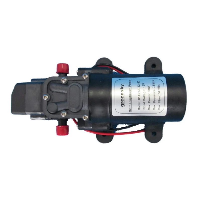 Grimmsky Factory Directly Sale Pressure Switch Type 5L/Min 12V DC 60W Diaphragm Pump Electric
