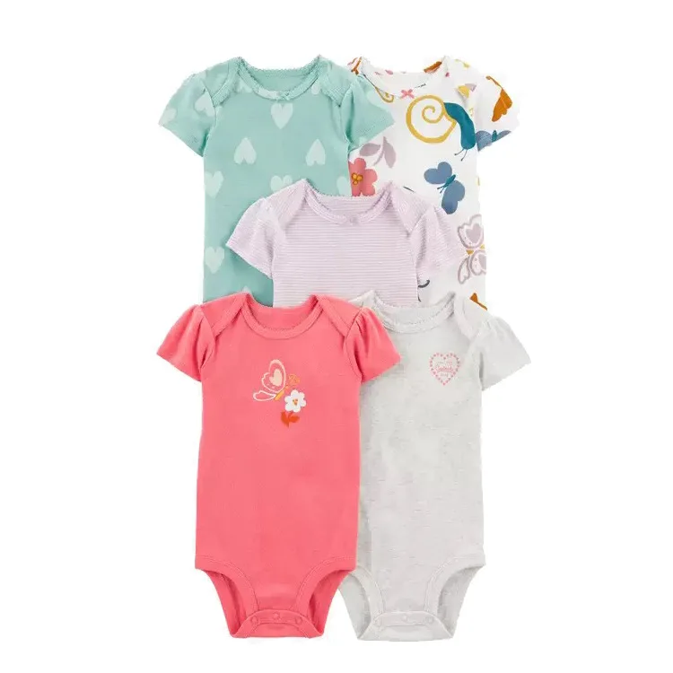 100% cotton autumn baby clothes 5 pack baby bodysuit sets baby rompers wholesale