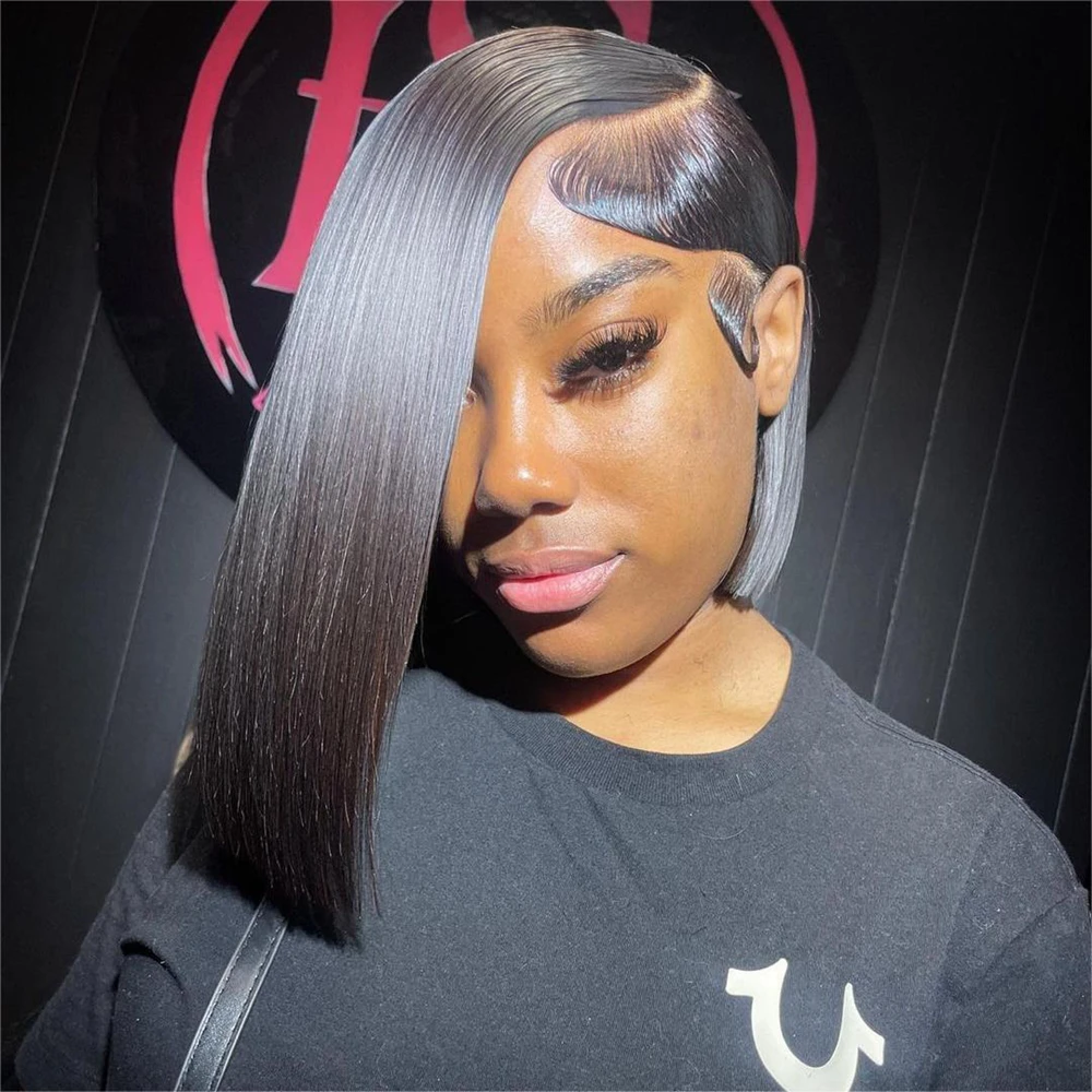 Short Curly Bob Hair Vendors Aligned Cuticle Indian Virgin 100% Human Hair Curly 13x4 Transparent Lace Frontal Bob Wigs
