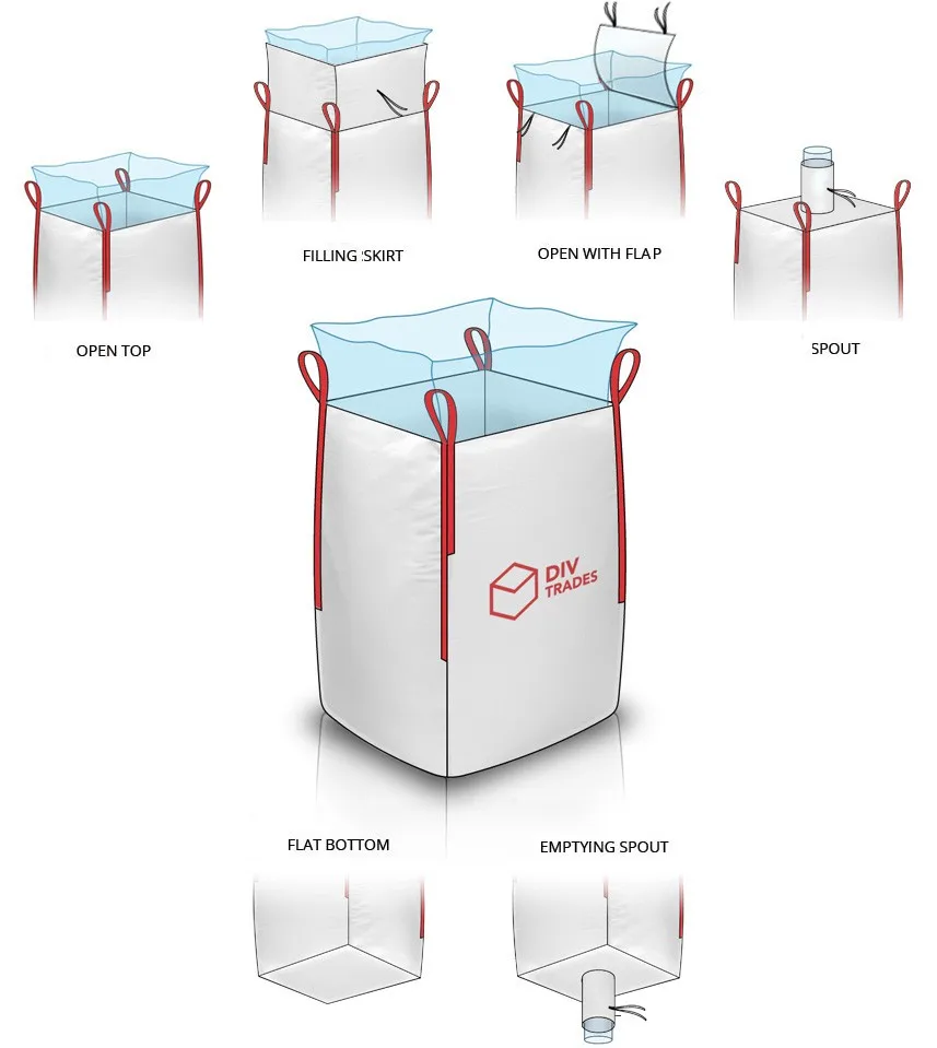 Hot sale U+2 panel FIBC bulk bag one Ton jumbo industry bag for Dumpy Builders Garden Rubble Aggregate Sack