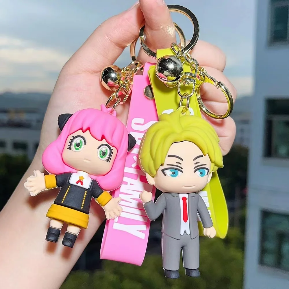 8 Styles Spy Family Key Chain 3D soft Ania Fujie Doll Model Cartoon Kawaii Ornament Chimera Car keychain pendant