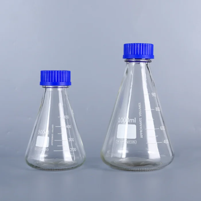 Wholesale clear glass reagent bottle laboratory chemical blue screw lid glass reagent bottle