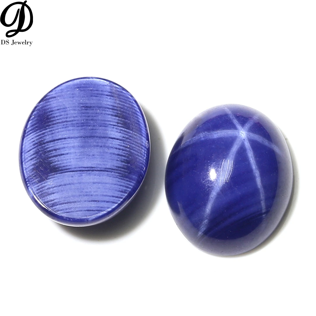 Factory Direct Sale Loose Gemstone Oval Cabochon Synthetic Blue Star Sapphire