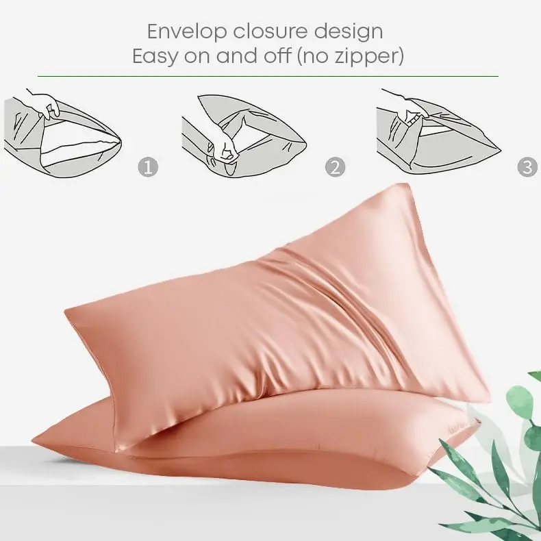 Pink custom wholesale pillow cases 2 pcs sets Lyocell satin modern pillow case with custom logo box