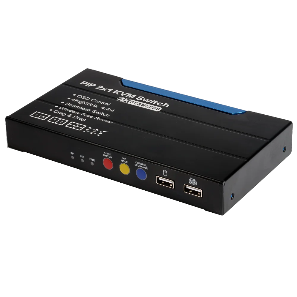 4K PIP HDM KVM Switch OSD Visual Control 2 Ports HDMI-compatible USB Switch 2x1 KVM Switch