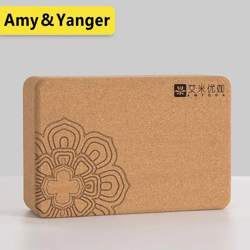 
Amazon high density cork yoga block durable custom printed yoga brick 