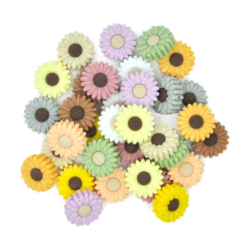 2022 Food Grade Silicone Sunflower shape Baby Teething Beads Daisy bead for Wholesale
