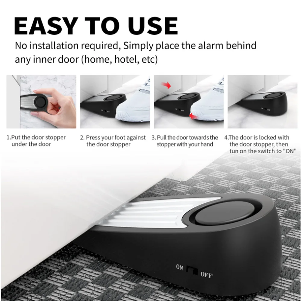 Wholesale portable 130dB alarm door stopper stainless steel safety magnetic door stop alarm travel premium quality door stops