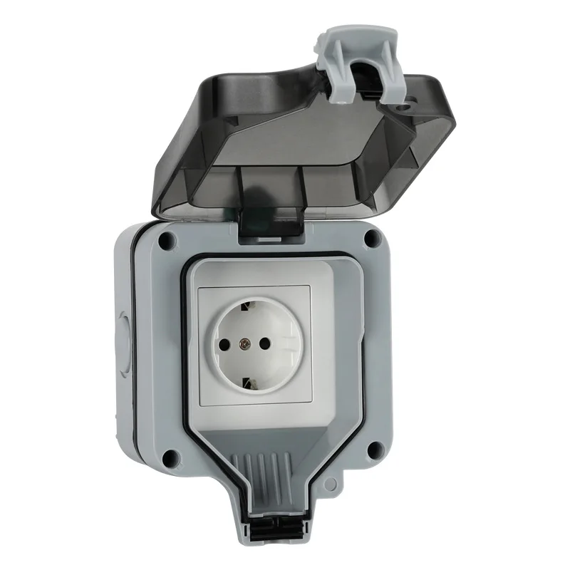 German Type IP66 Waterproof Socket Outdoor Cover Protection Switch Socket
