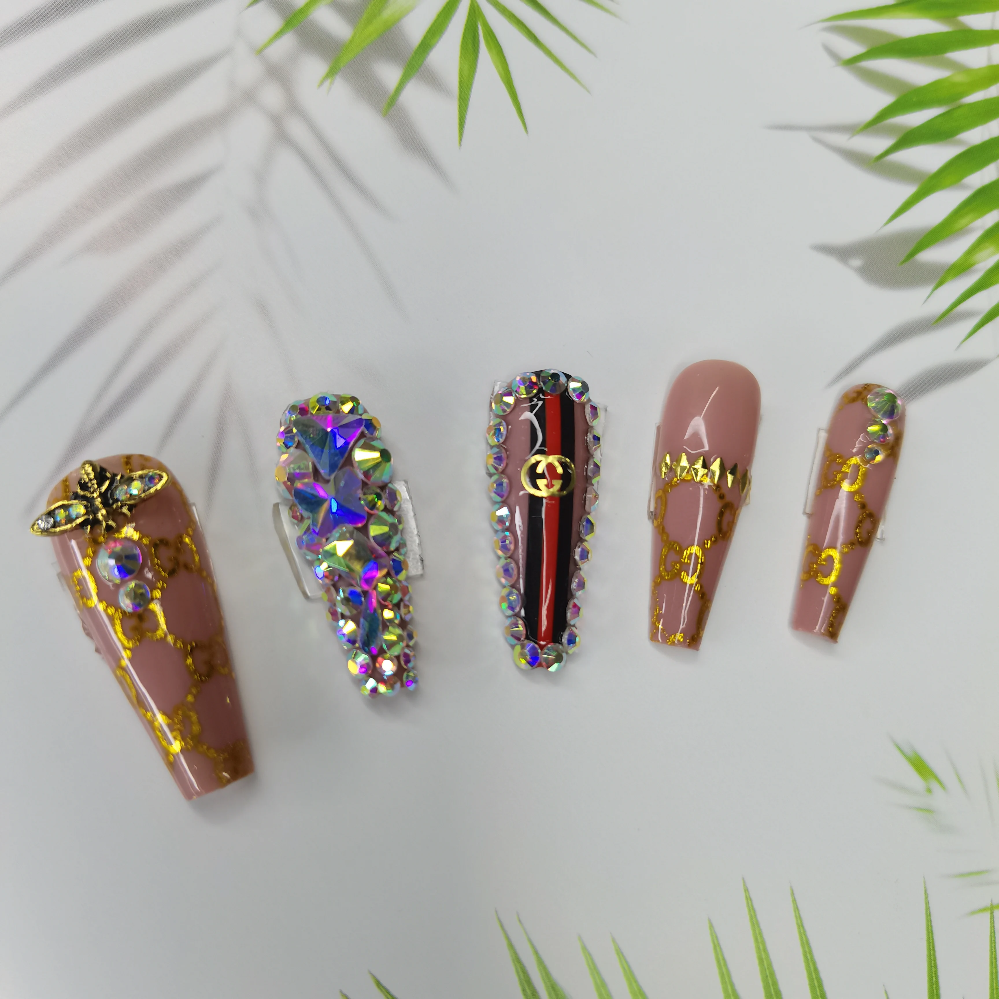 Latest Trendy Press On Nails Long French Coffin Ballerina Fake Nails Elegant Acrylic Nails Artificial Fingernail Tips